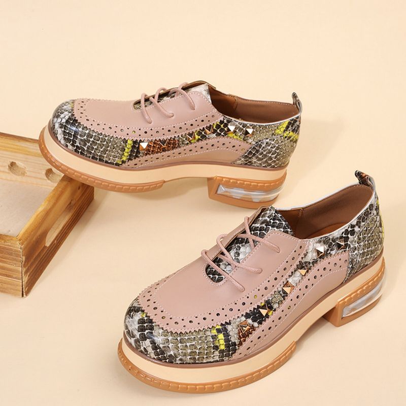 Plus Size Damskie Casual Fashion Snakeskin Colorblock Oksfordzie Buty