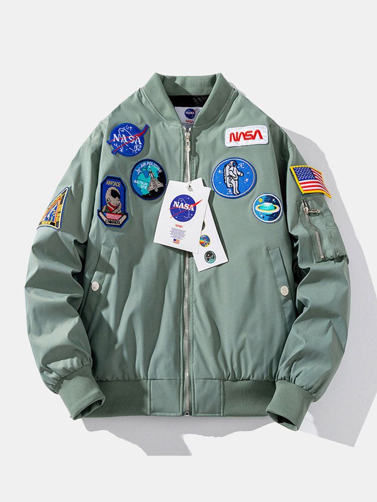 Mężczyźni Astronaut Icon Pattern Nasa Baseball Collar Outdoor Kurtki