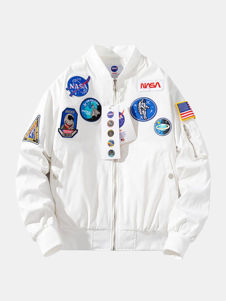 Mężczyźni Astronaut Icon Pattern Nasa Baseball Collar Outdoor Kurtki