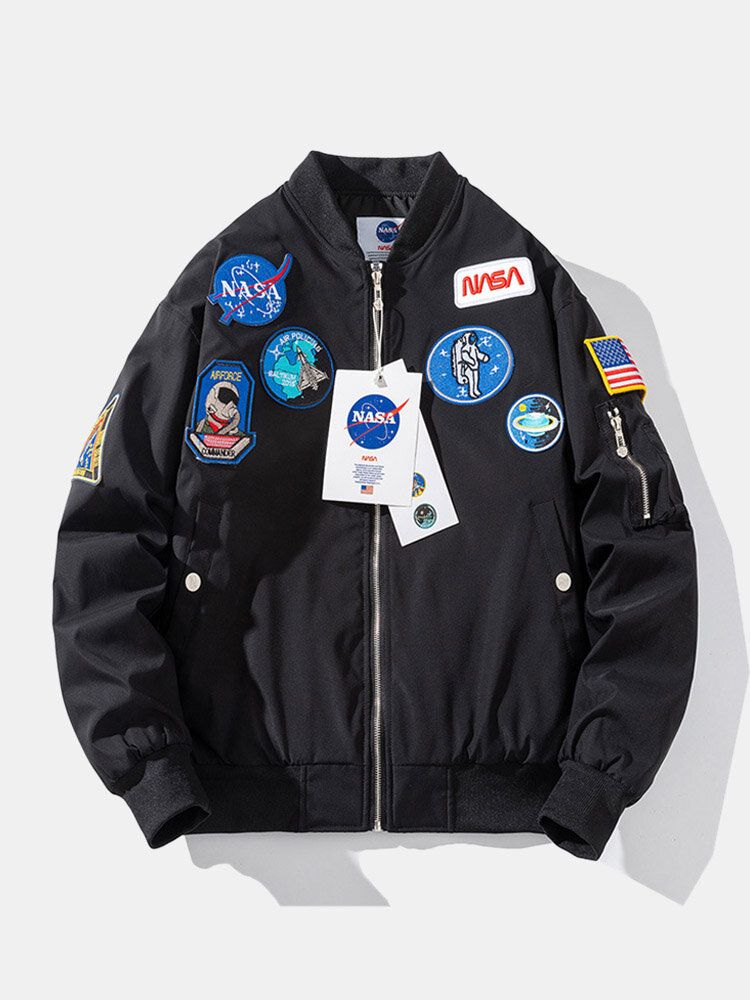 Mężczyźni Astronaut Icon Pattern Nasa Baseball Collar Outdoor Kurtki