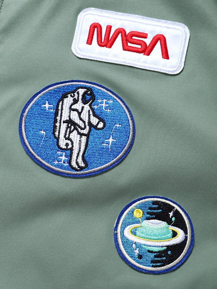 Mężczyźni Astronaut Icon Pattern Nasa Baseball Collar Outdoor Kurtki