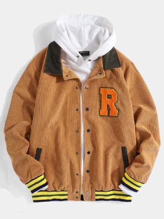 Męska Kurtka Polarowa W Stylu Retro R Sztruksowa Z Klapami W Stylu Casual Varsity