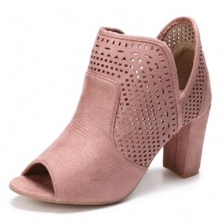 Kobiety Hollow Out Peep Toe Slip On Przyczynowe Pompy Biurowe Na Wysokim Obcasie