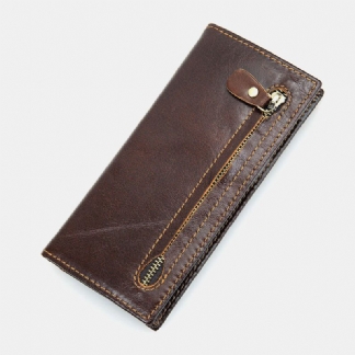 Ekphero Męskie Genuine Leather Long Bifold Rfid Antymagnetyczny Portfel Multi-card Slot Card Case