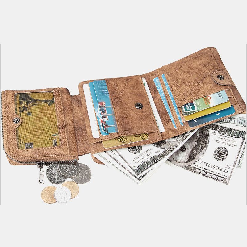 Ekphero Męskie Trifold Short Multi-card Slot Card Case Money Clip Prawo Jazdy Portfele