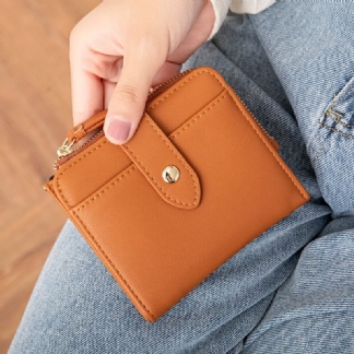 Kobiety Pu Leather Bifold Hasp Multi-card Slot Retro Short Card Holder Portfele Z Paskiem Na Nadgarstek