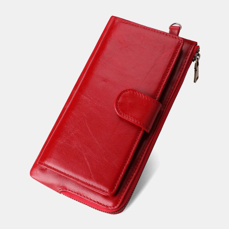 Kobiety Rfid Genuine Leather Multi-card Slots Phone Torby Money Clip Wallet