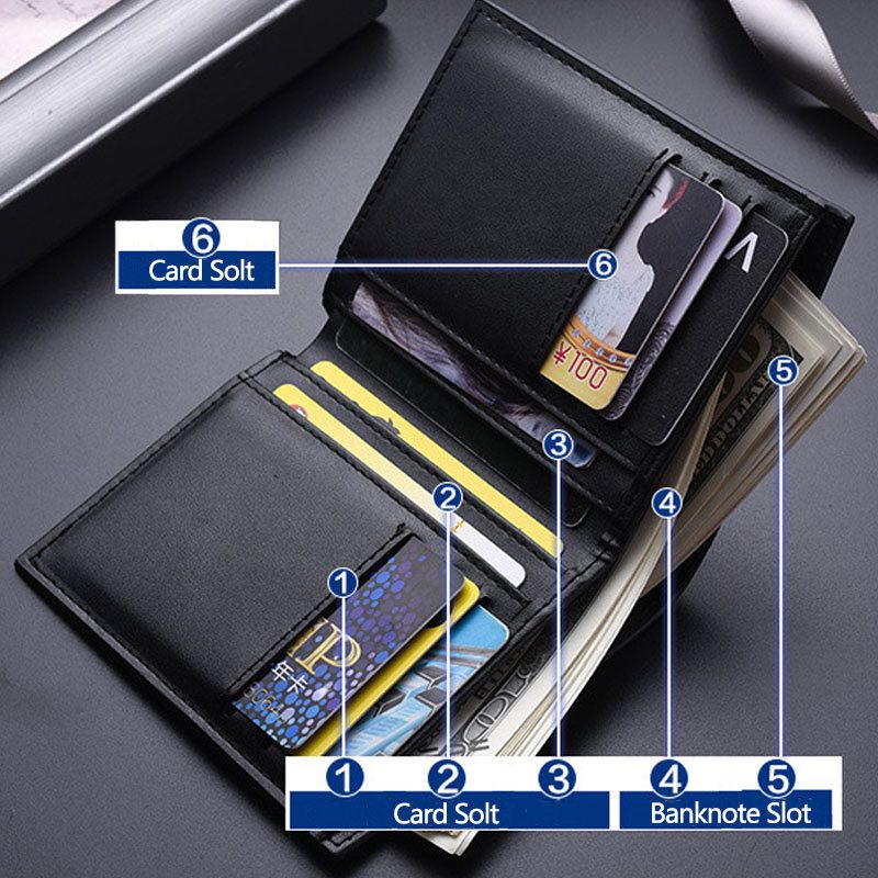 Mężczyźni Pionowy Bifold Cienki Multi-card Slot Posiadacz Karty Wzór Kratki Wytłoczony Krótka Moneta Portmonetka Portfel