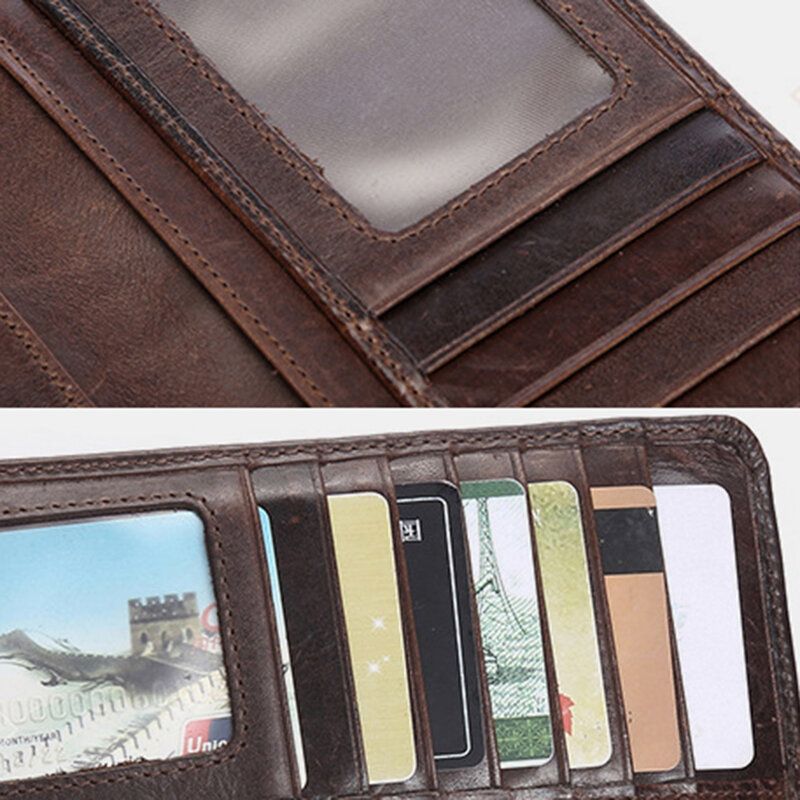 Mężczyźni Retro Długi Bifold Portfel Z Prawdziwej Skóry Na Co Dzień 12 Etui Na Karty Etui Na Karty Klip Na Pieniądze Kopertówka