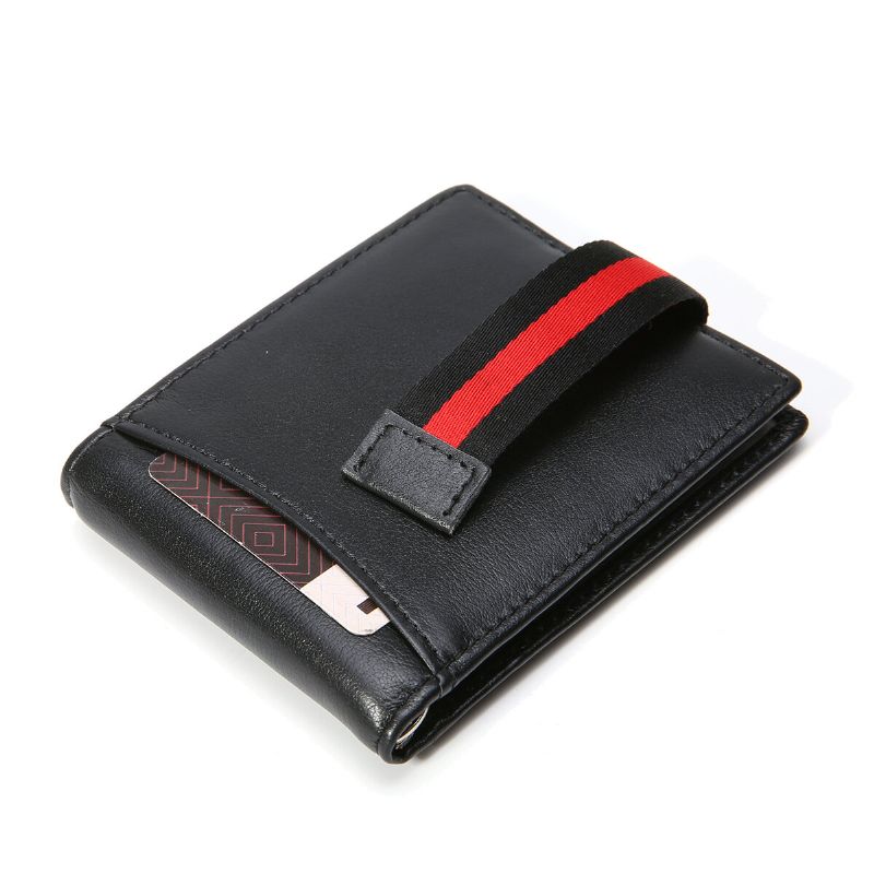 Mężczyźni Slim Bifold Blokujące Portfele Rfid Retro Casual Prawdziwej Skóry Krótkie Etui Na Wiele Kart Z Gniazdem Na Karty Klip Na Pieniądze