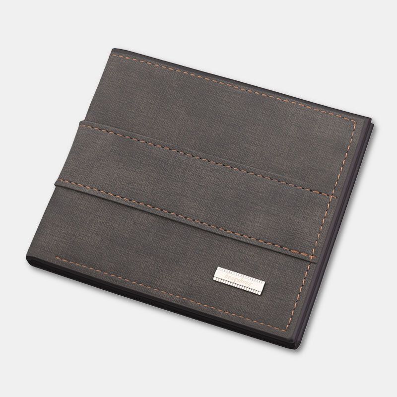 Męskie Vintage Faux Leather Multi-slots Card Case Bifold Dopasowany Kolorystycznie Krótka Torebka Portfelowa