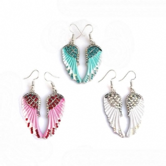 Śliczne Damskie Kolczyki Angel Wings Rhinestone Alloy Dynda Kolczyk Modne Kolczyki Dla Kobiet