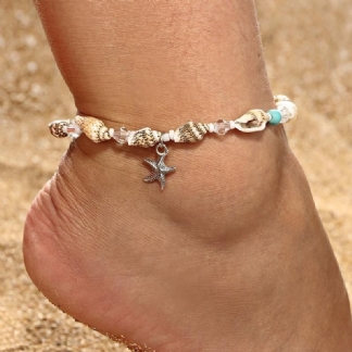 Retro Muszla Zroszony Joga Anklet Alloy Sea Star Obuwie Dla Kobiet Handmade Anklet