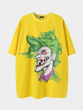 Mężczyźni 100% Bawełna Cartoon Clown Graffiti Luźna Oddychająca Koszulka