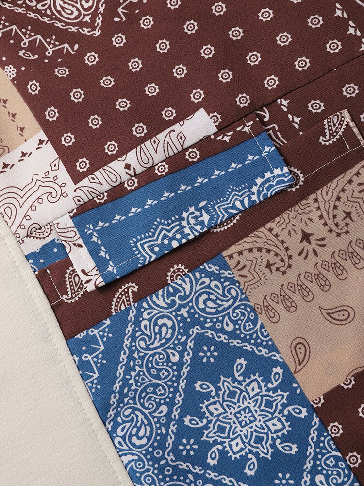 Mężczyźni Paisley Patchwork Przeszycia Rozrywka Wszystkie Dopasowane Koszulki