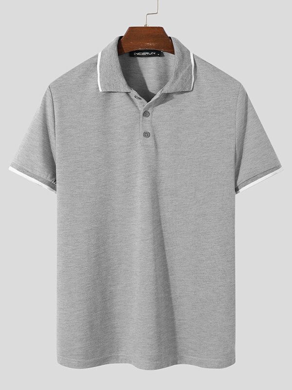 Męska Koszulka Do Tenisa W Kontrastowym Kolorze Casual Slim Fit Basic Golf Tenis