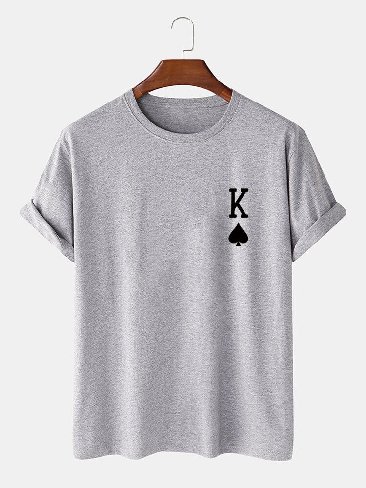 Męska Koszulka King Of Spades Poker Print 100% Bawełniana Koszulka Z Krótkim Rękawem