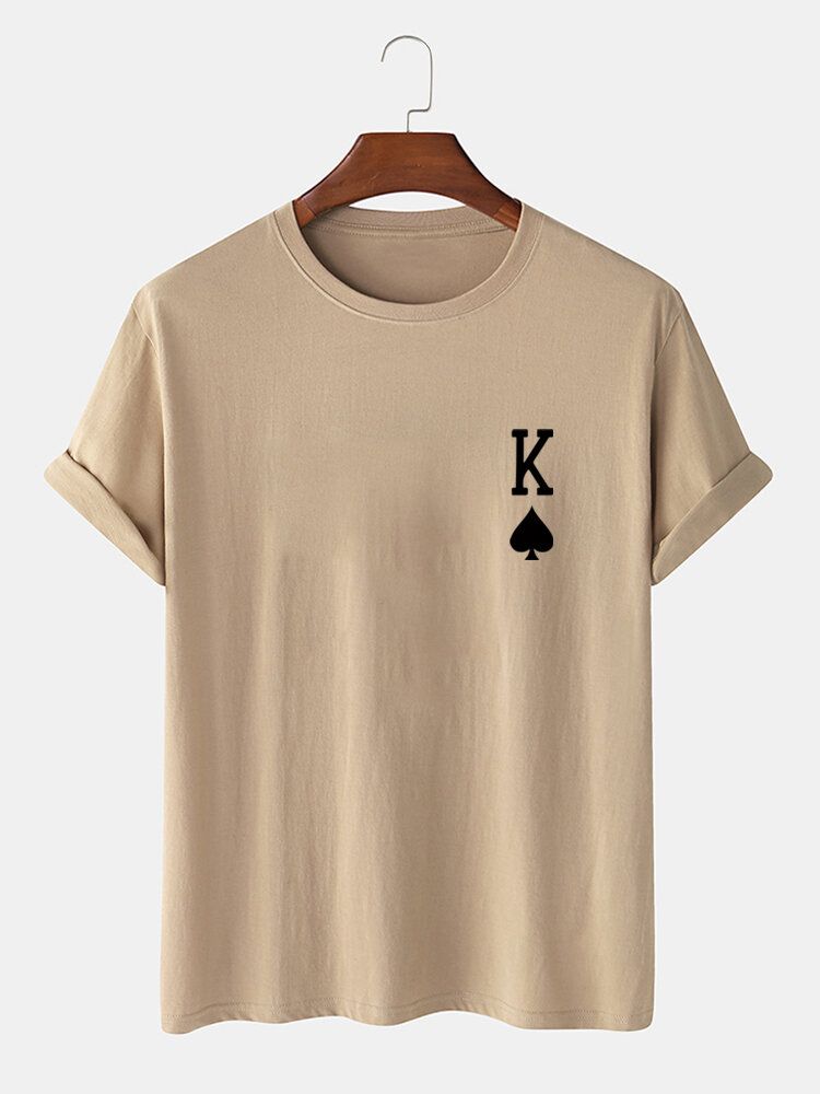 Męska Koszulka King Of Spades Poker Print 100% Bawełniana Koszulka Z Krótkim Rękawem