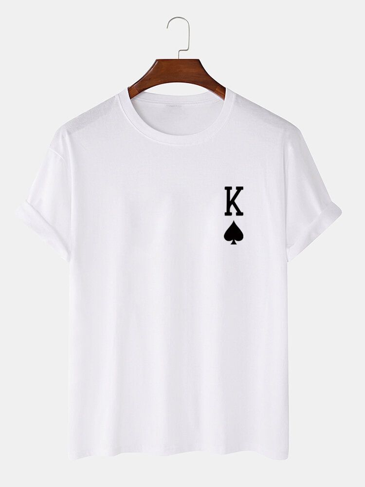 Męska Koszulka King Of Spades Poker Print 100% Bawełniana Koszulka Z Krótkim Rękawem