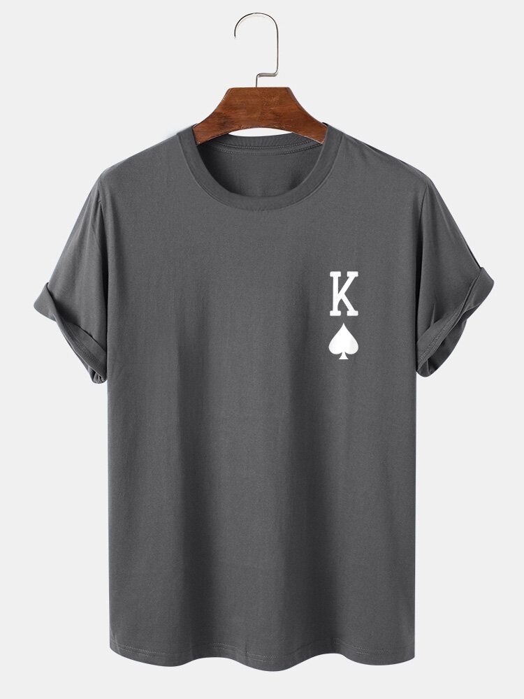 Męska Koszulka King Of Spades Poker Print 100% Bawełniana Koszulka Z Krótkim Rękawem