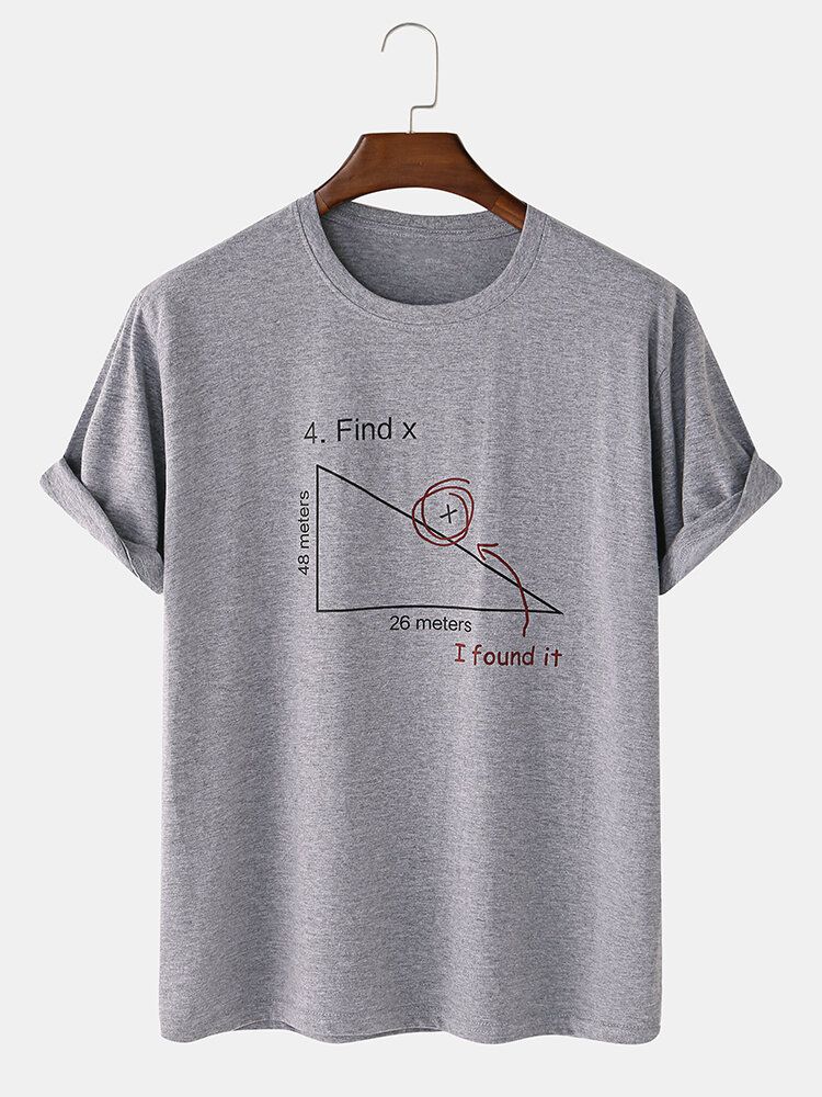 Męska Koszulka Z Krótkim Rękawem 100% Bawełna Matematyka Z Nadrukiem Geometrycznym