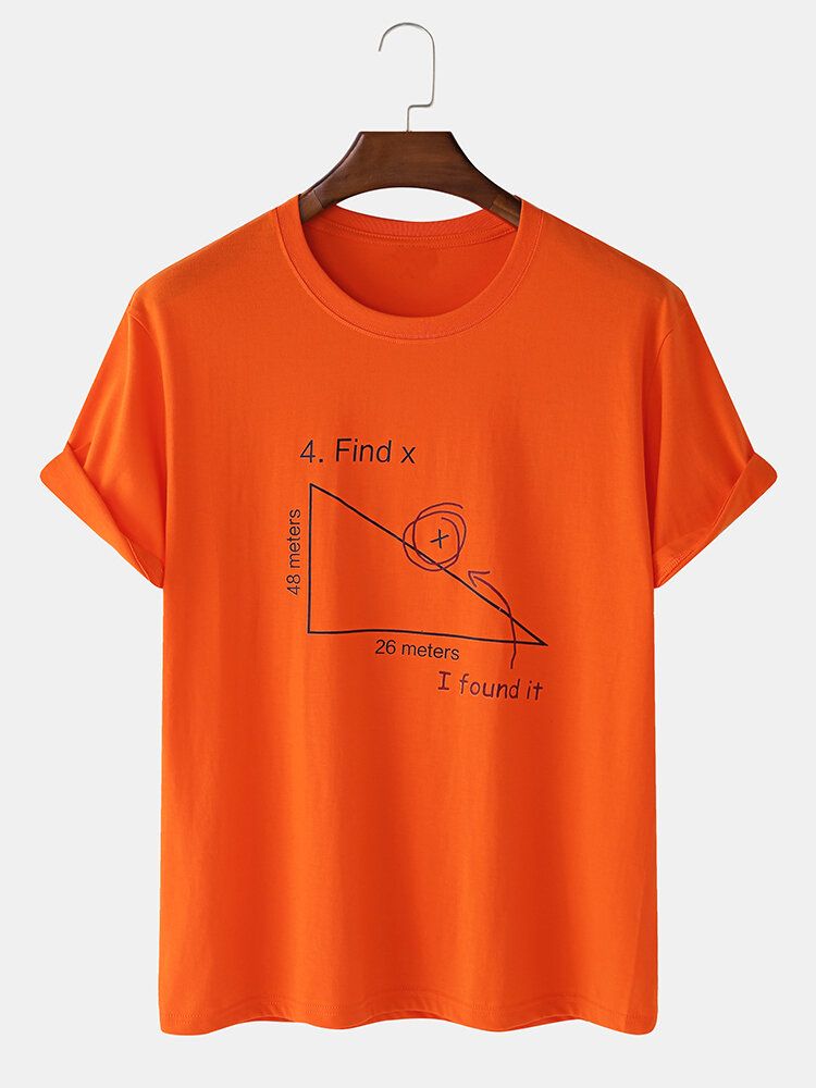 Męska Koszulka Z Krótkim Rękawem 100% Bawełna Matematyka Z Nadrukiem Geometrycznym