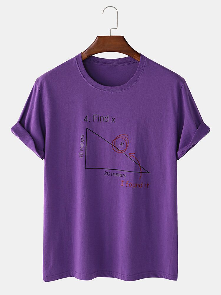 Męska Koszulka Z Krótkim Rękawem 100% Bawełna Matematyka Z Nadrukiem Geometrycznym