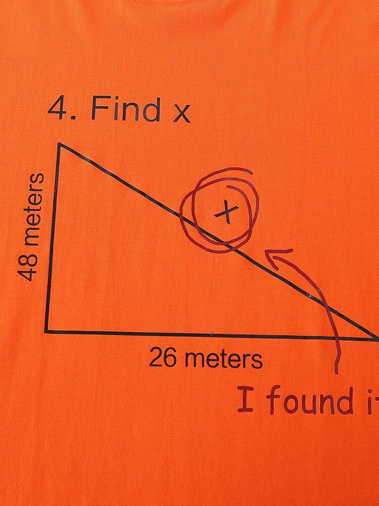 Męska Koszulka Z Krótkim Rękawem 100% Bawełna Matematyka Z Nadrukiem Geometrycznym