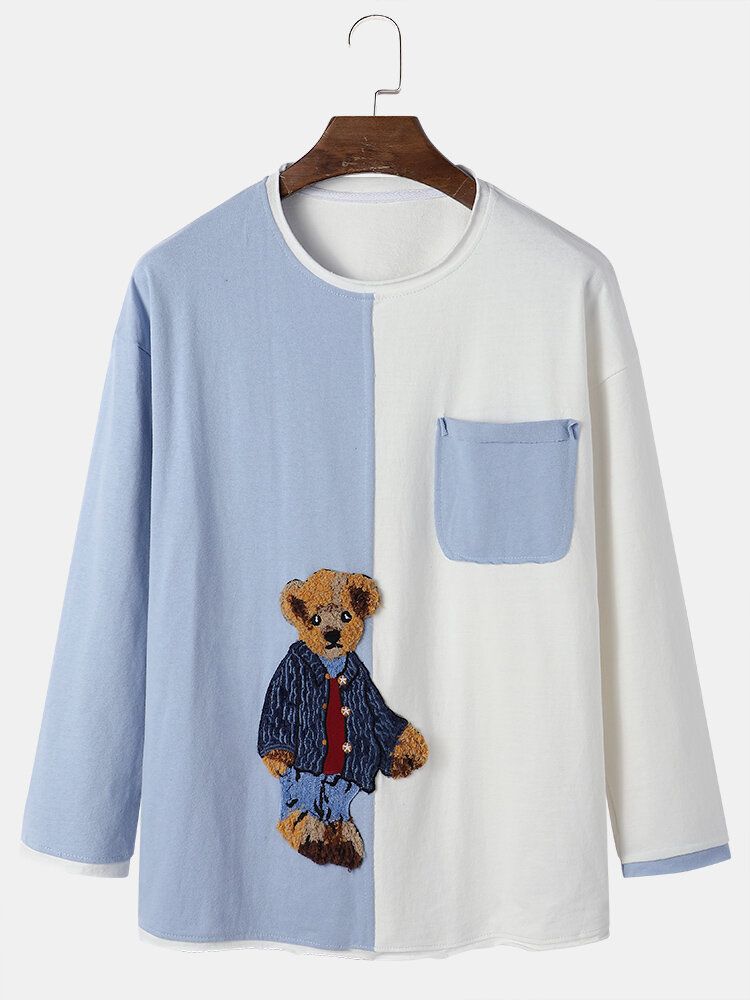 Męska Koszulka Z Nadrukiem Preppy Youngster Patchwork Męska Teddy