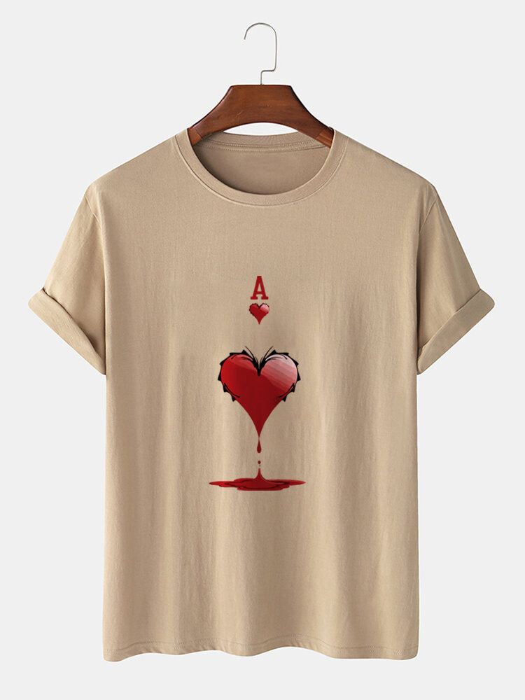 Męskie Koszulki Z Krótkim Rękawem Ace Of Hearts Z Nadrukiem W 100% Bawełniane