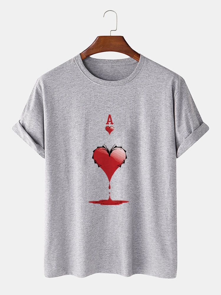 Męskie Koszulki Z Krótkim Rękawem Ace Of Hearts Z Nadrukiem W 100% Bawełniane