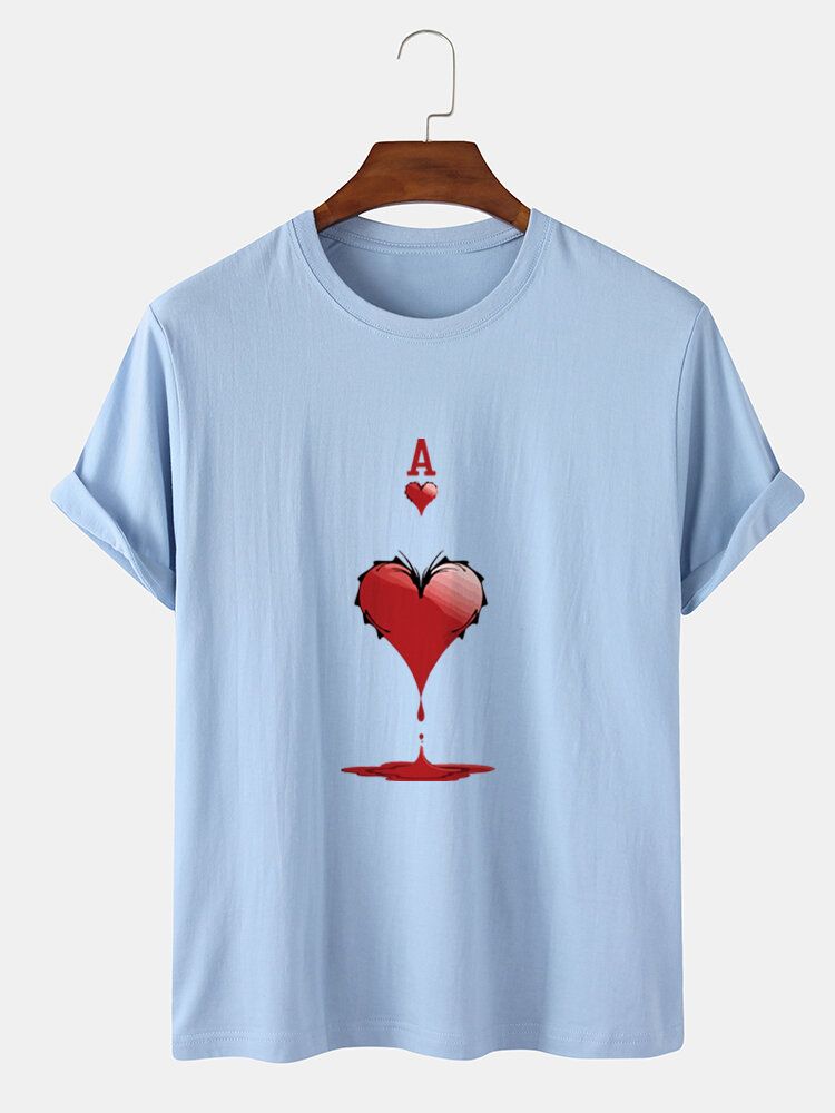 Męskie Koszulki Z Krótkim Rękawem Ace Of Hearts Z Nadrukiem W 100% Bawełniane