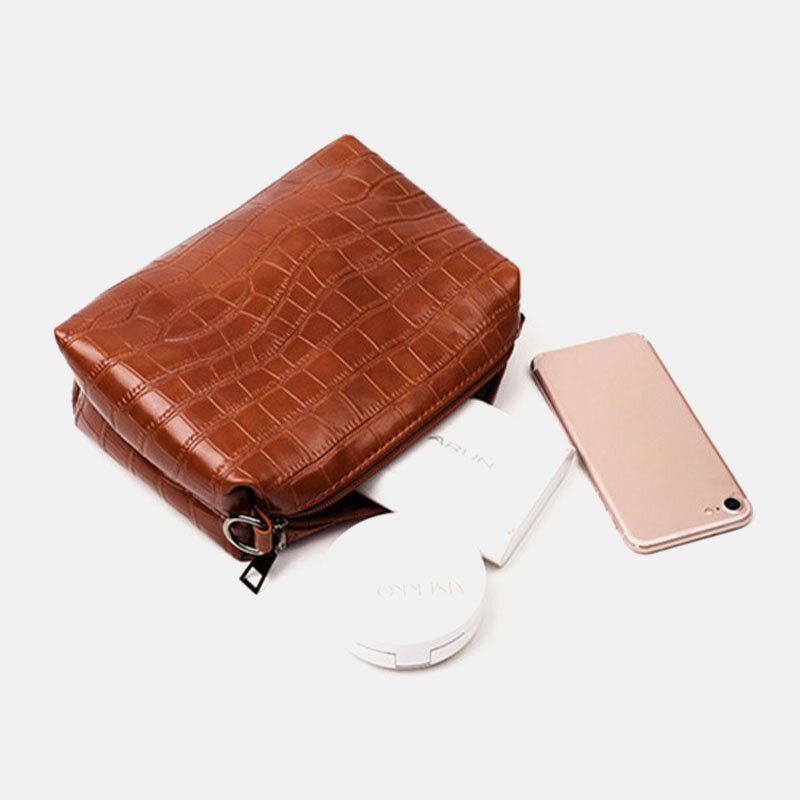 Kobiety 4 Szt Faux Leather Miękki Jednolity Kolor Garnitur Torebka Crossbody Torba Kopertówka Portfel Na Karty