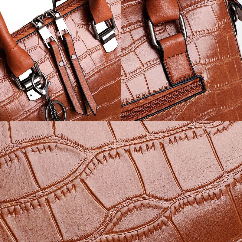 Kobiety 4 Szt Faux Leather Miękki Jednolity Kolor Garnitur Torebka Crossbody Torba Kopertówka Portfel Na Karty