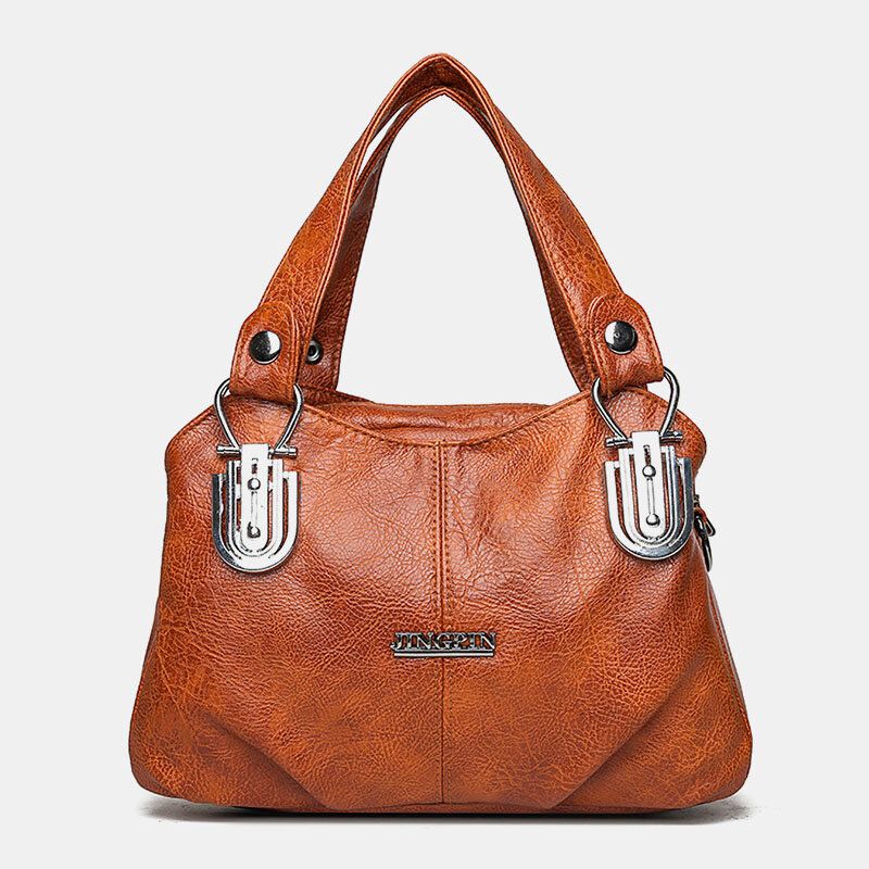 Kobiety Faux Leather Retro Business Zakupy Na Wszystkie Mecze Duża Pojemność Multi-carry Torebka Tote Torba Crossbody