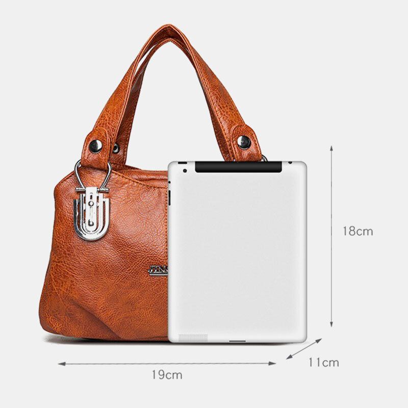 Kobiety Faux Leather Retro Business Zakupy Na Wszystkie Mecze Duża Pojemność Multi-carry Torebka Tote Torba Crossbody