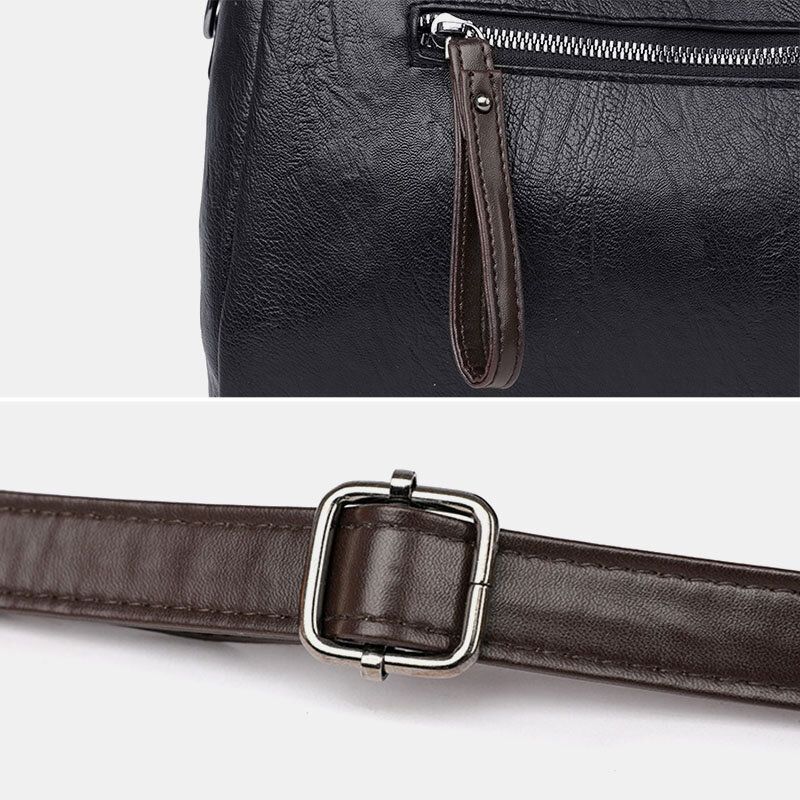 Kobiety Faux Leather Vintage Anti-theft Torba Na Ramię O Dużej Pojemności Torebka Na Ramię