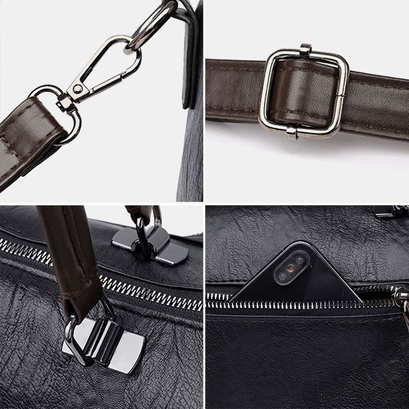 Kobiety Faux Leather Vintage Anti-theft Torba Na Ramię O Dużej Pojemności Torebka Na Ramię