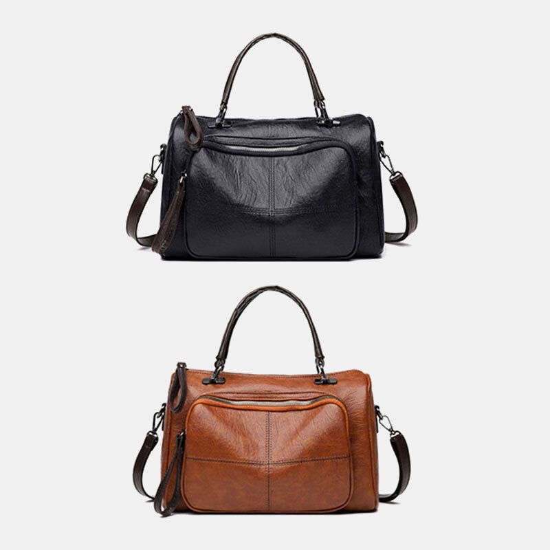 Kobiety Faux Leather Vintage Anti-theft Torba Na Ramię O Dużej Pojemności Torebka Na Ramię