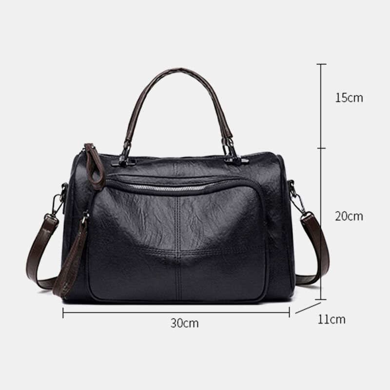 Kobiety Faux Leather Vintage Anti-theft Torba Na Ramię O Dużej Pojemności Torebka Na Ramię