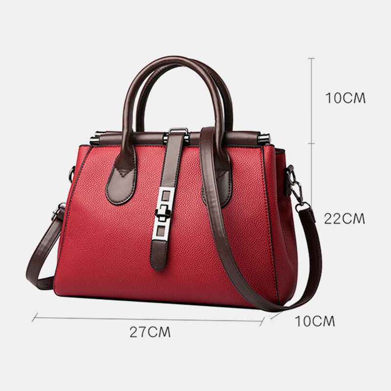 Kobiety Pu Leather Fashion Casual Średnia Pojemność Jednolity Kolor Multi-carry Torebka Torba Na Ramię Torba Na Ramię