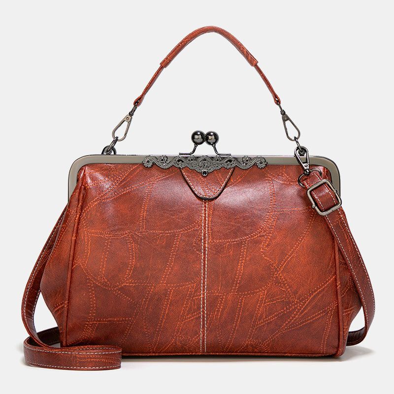 Kobiety Pu Skórzana Torebka O Dużej Pojemności Vintage Lock Torebka Crossbody Torby Satchel Bag