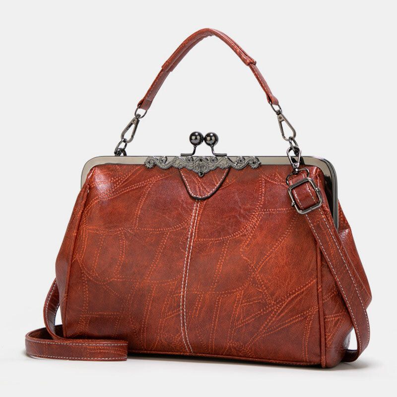 Kobiety Pu Skórzana Torebka O Dużej Pojemności Vintage Lock Torebka Crossbody Torby Satchel Bag