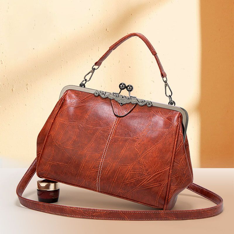 Kobiety Pu Skórzana Torebka O Dużej Pojemności Vintage Lock Torebka Crossbody Torby Satchel Bag