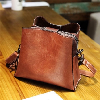 Kobiety Vintage Faux Leather Crossbody Torba Torby Na Ramię Torba Wiadro Torba Crossbody