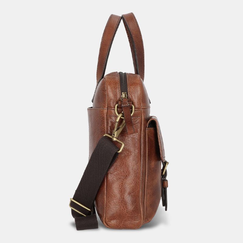 Mężczyźni Pu Skóra Vintage Bussiness Uniwersalna Multi-kieszenie Nauczyciel Torba Teczka Wielofunkcyjna Torba Crossbody Torebka