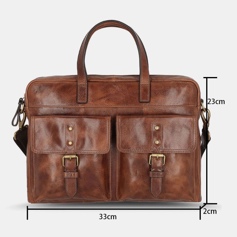 Mężczyźni Pu Skóra Vintage Bussiness Uniwersalna Multi-kieszenie Nauczyciel Torba Teczka Wielofunkcyjna Torba Crossbody Torebka