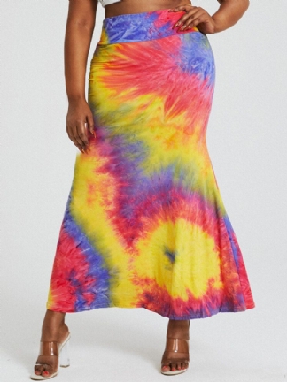 Tie Dye Print Wysoka Talia Pośladki Bodycon Długa Spódnica