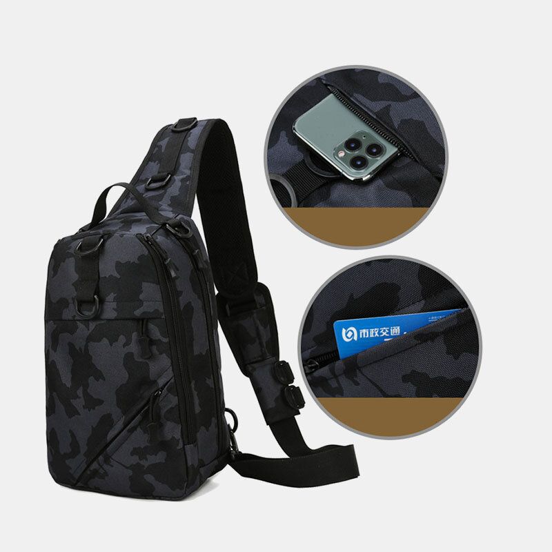 Mężczyźni Kamuflaż Multi-carry Tactical Fishing Travel Outdoor Torba Na Klatkę Piersiową Torba Na Ramię