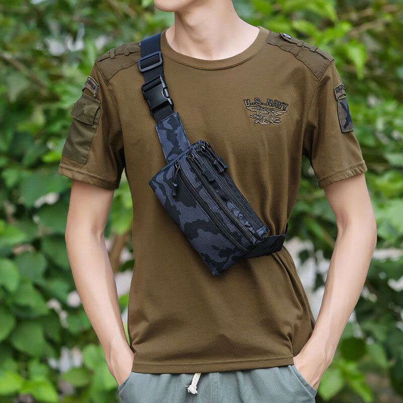 Mężczyźni Nylon Kamuflaż Multi-carry Multi-pocket Sport Outdoor Tactical Torba Na Ramię Torba Na Klatkę Piersiową